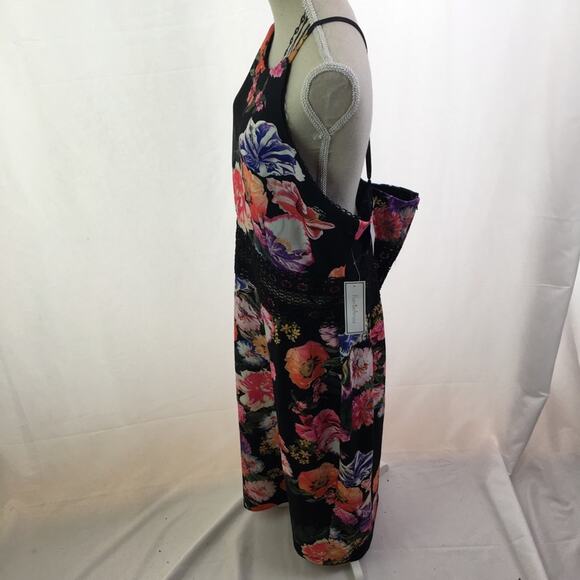 Premier Amour Floral Dress Black Red Yellow 14 - Picture 7 of 13